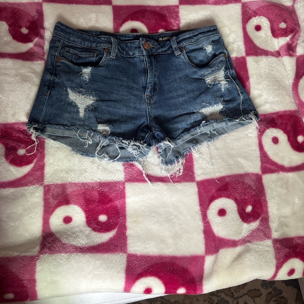 Blank NYC Dark Blue Distressed Jean Shorts